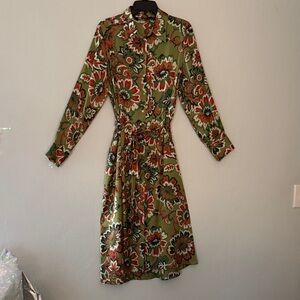 Zara Green Floral Long Sleeve Dress